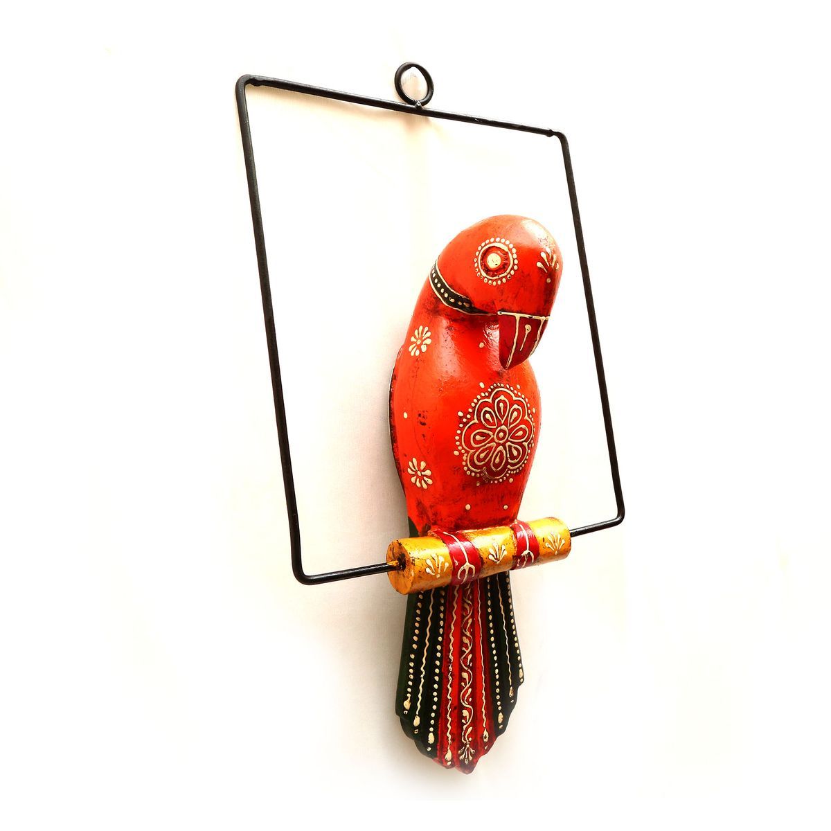 WOODEN PAINTED PARROT WALL HANGING