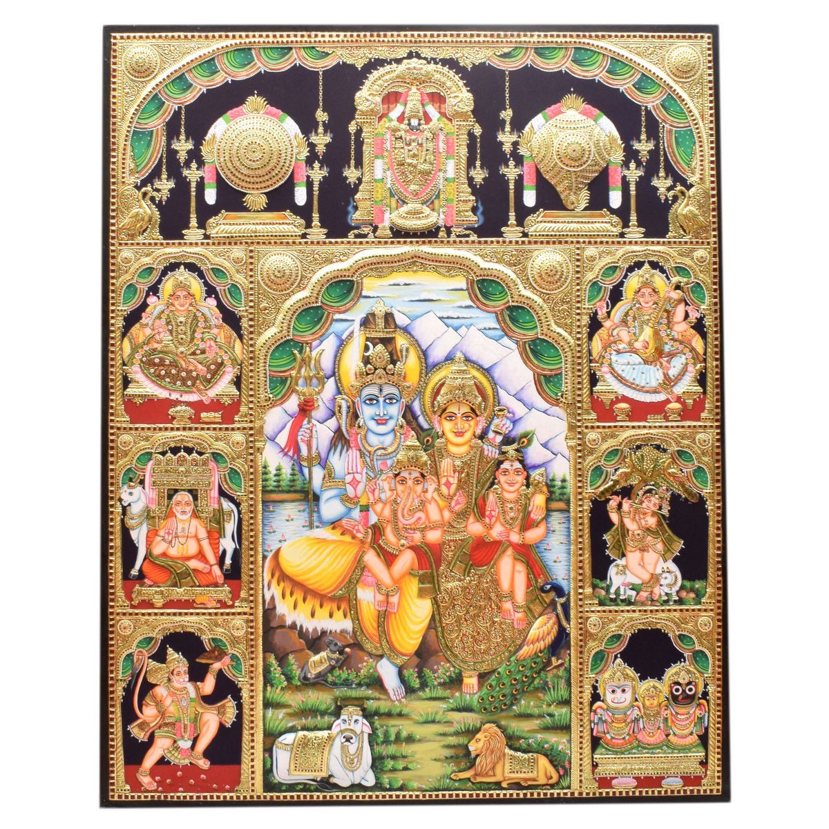 TANJORE PAINTING CHAKARAM BALAJI SANKU LAKSHMI RAGHAVENDRA HANUMAN ...