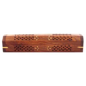 WOODEN DHOOP HOLDER WITH FLOWER