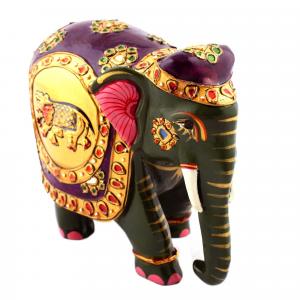 WOODEN PAINTED ELEPHANT FINE