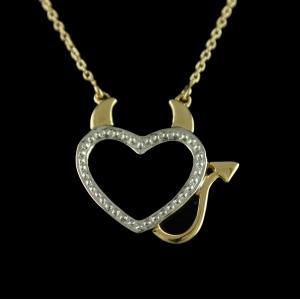 Gold Plated Casual Wear Heart Shape Pendant With Chain Studded Zircon Stones