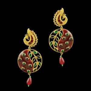 GOLD PLATED MULTI STONE EARRINGS WITH BEADS