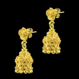 GOLD PLATED FLORAL JHUMKAS EARRINGS