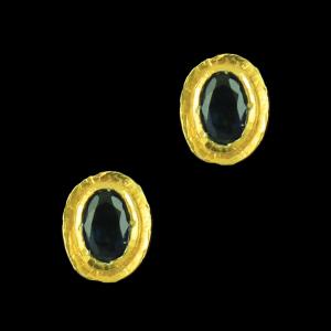 GOLD PLATED BLUE SAPPHIRE EARRINGS