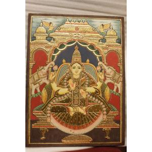 22ct Gold Handmade Goddess Lakshmi Gaja Lakshmi Tanjore Painting