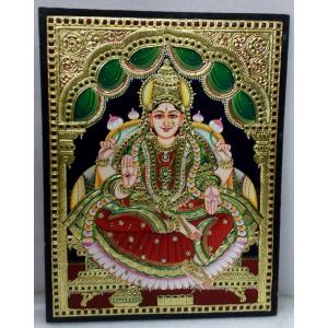 22ct Gold Goddess Lakshmi Aishwarya Lakshmi Tanjore Painting