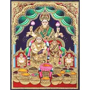 22ct Gold Goddess Lakshmi Kubera Lakshmi Tanjore Painting
