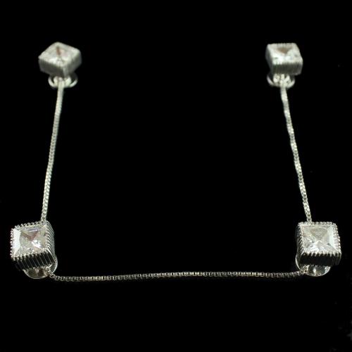 Silver Cufflinks Studded Zircon Stones