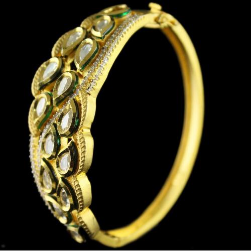Silver Gold Plated Fancy Design Bangle Studded Zircon Stones
