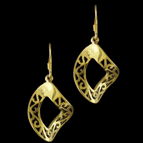 92.5 Sterling Silver Gold Plated Fancy Design Hanging Earrings