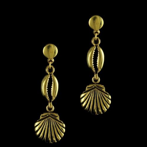 92.5 Sterling Silver Gold Plated Fancy Design Hanging Earring
