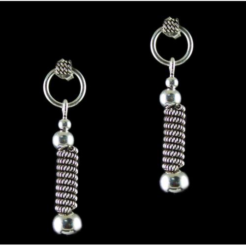 Silver Oxidized Fancy Design Drops Earrings