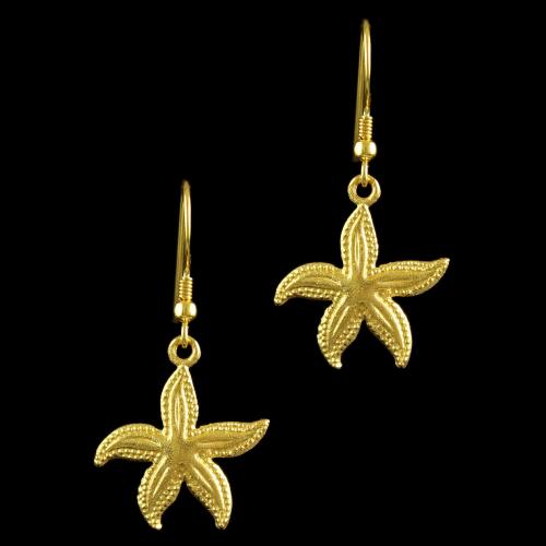 Silver Gold Plated Star Design Hanging Earrings