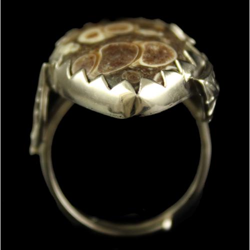 Silver Plated Semiprecious Turtella  Stone Ring