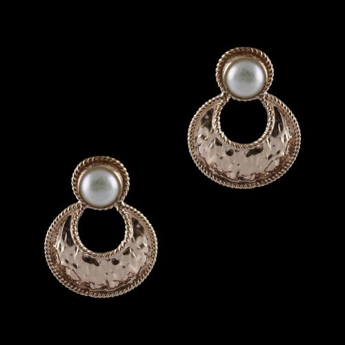 Rose Gold PlatedChandbali Earrings With Pearls