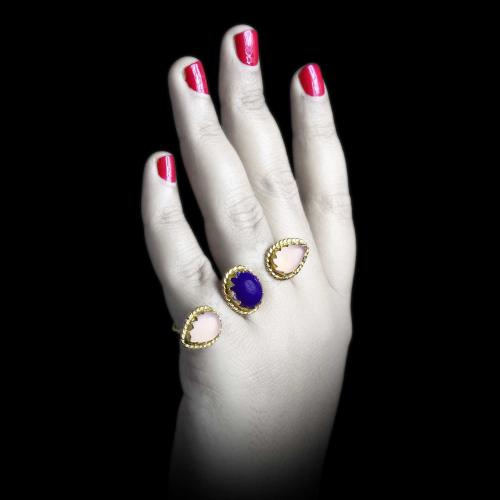 Gold Plated Ring Studded Onyx Stones