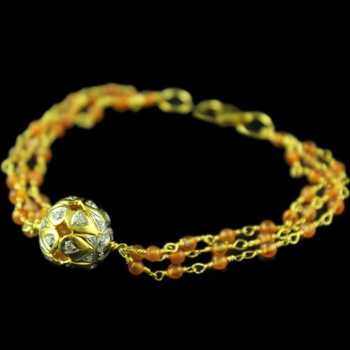 Gold Plated Orange Cut Atti Bracelets With Zircon Stones