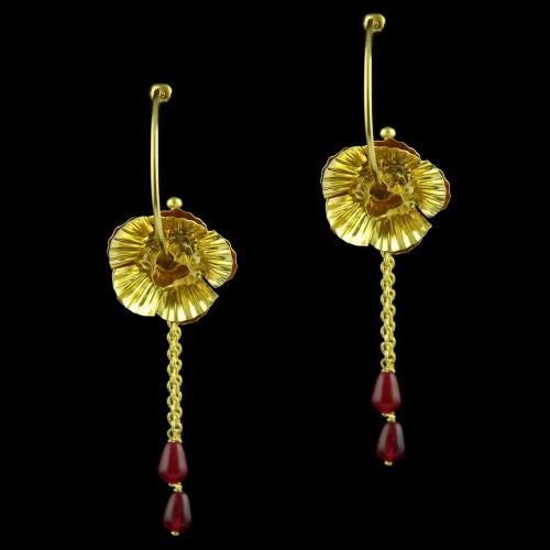 Drops Earring With Red Onyx