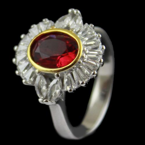 Red Zircon Stone Bridal Ring