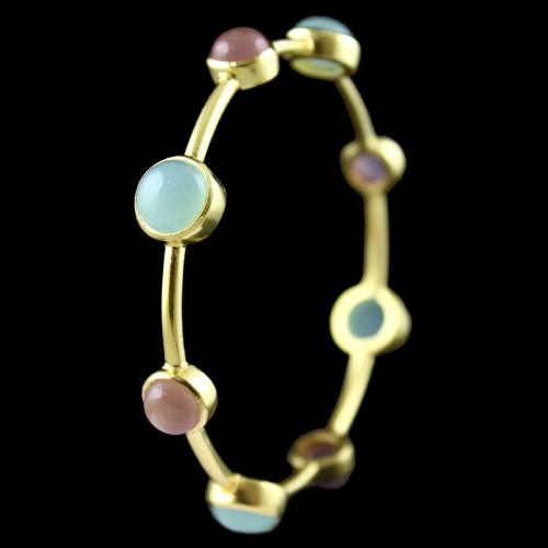 Gold Plated Onyx Stone Casual Bangle