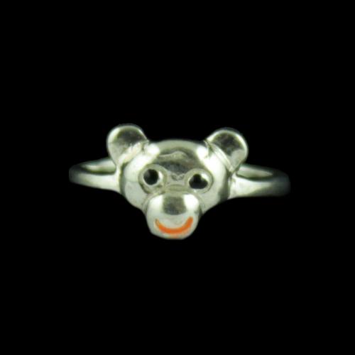 Silver Bear Baby Ring