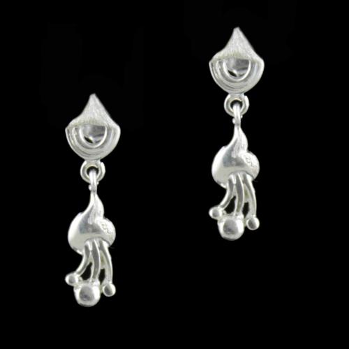 Silver Floral Drops Earring