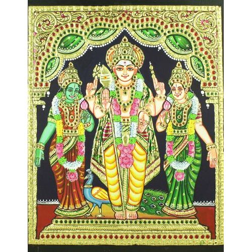 Tanjore Painting Murugan Valli Devayani