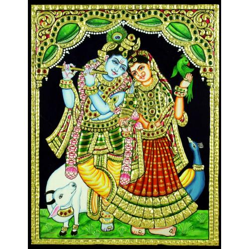 TANJORE PAINTING RADHA KRISHNA WITH COW