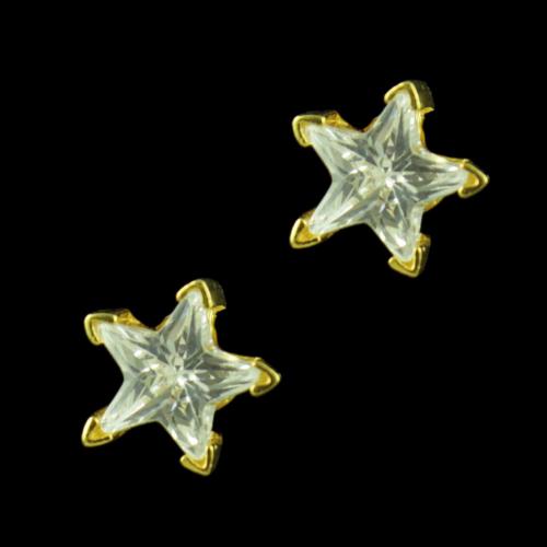 GOLD PLATED WHITE STAR CZ EARRINGS