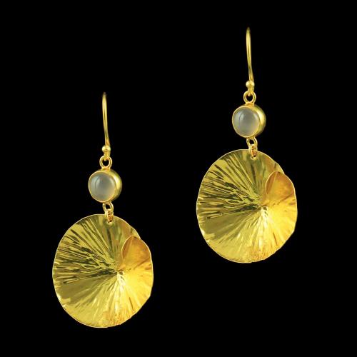 GOLD PLATED HANGING EARRINGS WITH CHALCEDONY STONES