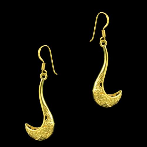GOLD PLATED FLORAL HANGING EARRINGS