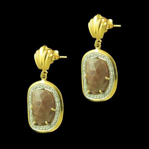 GOLD PLATED ONYX AND CZ EARRINGS
