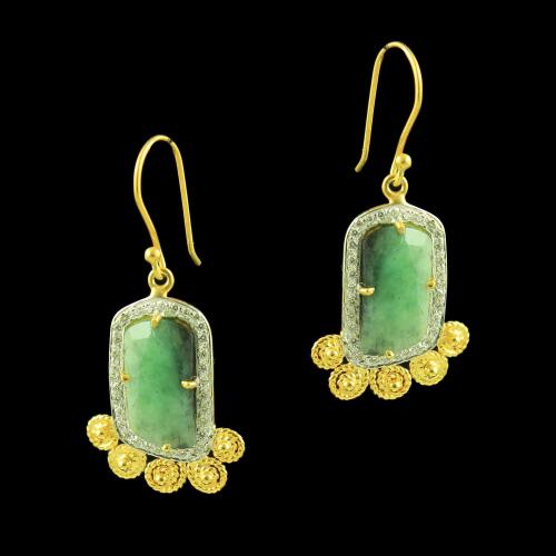 GOLD PLATED AGATE AND CZ STONES EARRINGS