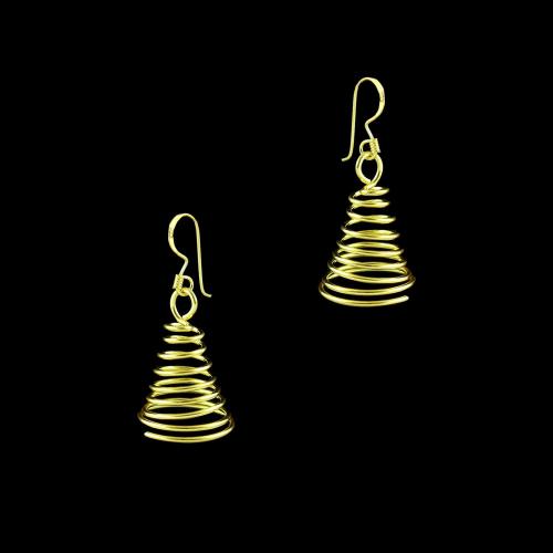 GOLD PLATED SPIRAL HANGING EARRINGS