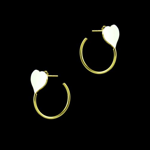 GOLD PLATED TWO TONE HEART DROPS EARRINGS