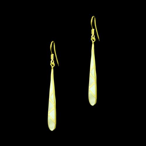 GOLD PLATED MOP HANGING EARRINGS