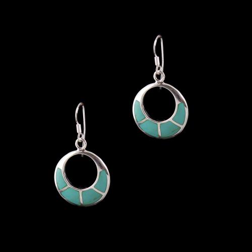 OXIDIZED SILVER HANGING EARRINGS WITH TURQUOISE