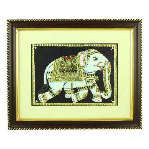 TANJORE PAINTING ELEPHANT GOLD