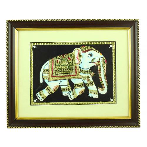TANJORE PAINTING ELEPHANT GOLD