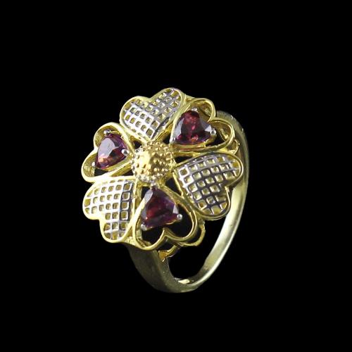 GOLD PLATED RED SWAROVSKI  HEART RING