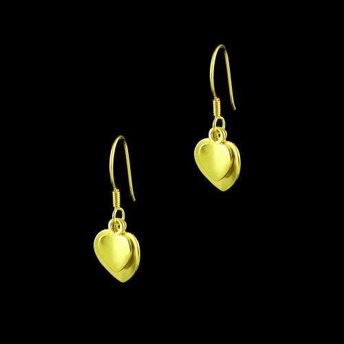 GOLD PLATED HEART SHAPED HANGING EARRINGS