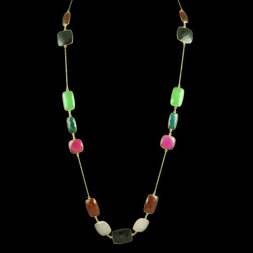 GOLD PLATED MULTI COLOR ONYX NECKLACES