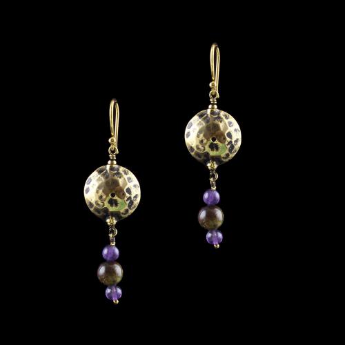 GOLD PLATED HANGING EARRINGS WITH QUARTZ STONE
