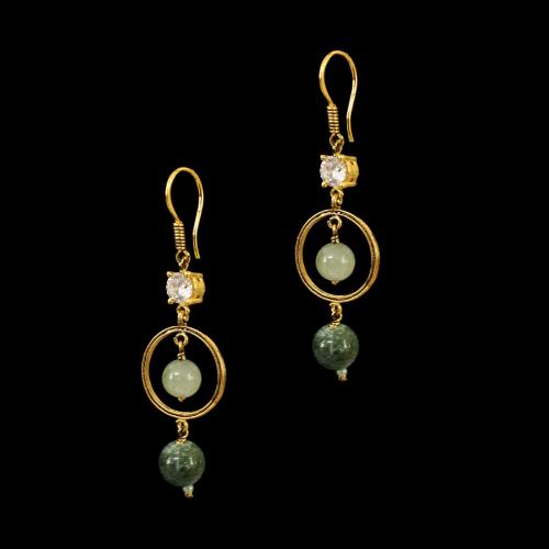 GOLD PLATED MULTI COLOR STONES HANGING EARRINGS