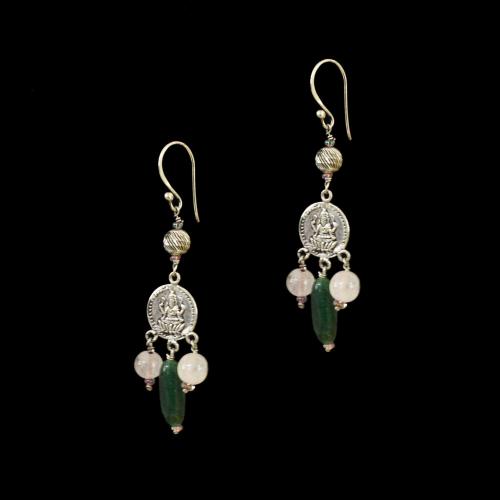 OXIDIZED SILVER EARRINGS WITH MUTI COLOR STONES