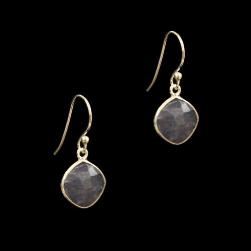 OXIDIZED SILVER BLUE AGATE HANGING EARRINGS