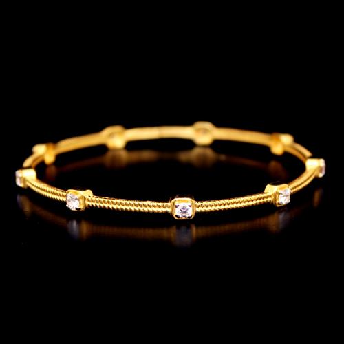 GOLD PLATED CZ STONE BANGLES