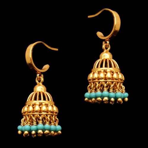 GOLD PLATED TURQUOISE KOPPU EARRING