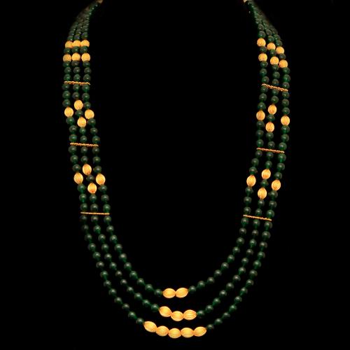 GOLD PLATED GREEN ONYX THREAD NECKLACE