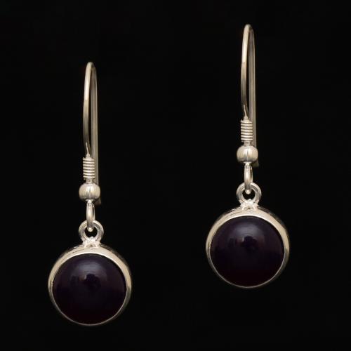 STERLING SILVER ONYX HANGING EARRINGS WITH PEARL BEADS